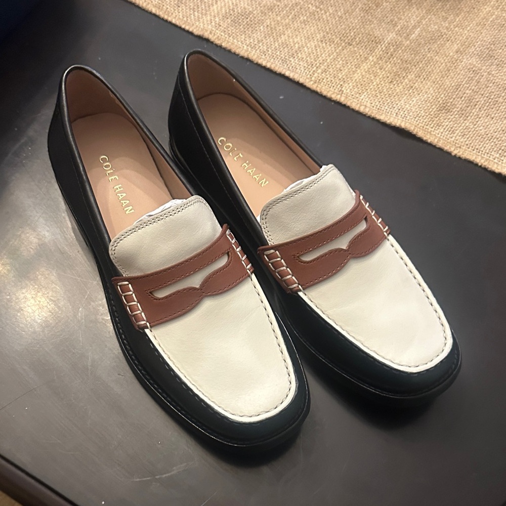 Cole Haan Men's Black, White, and Brown Loafers